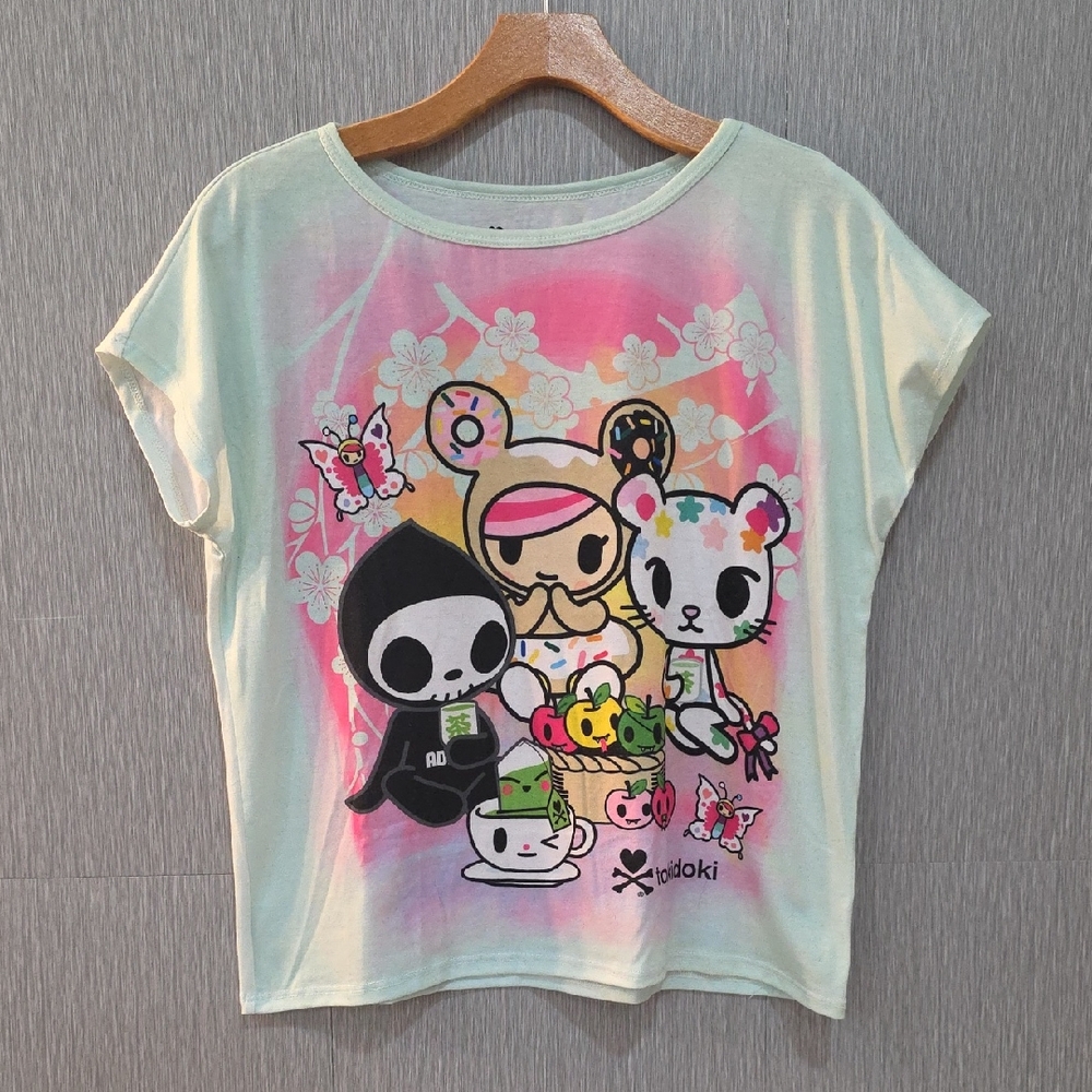 Tokidoki Green Tea Cherry Blossom Graphic Watercolor Boxy Tee